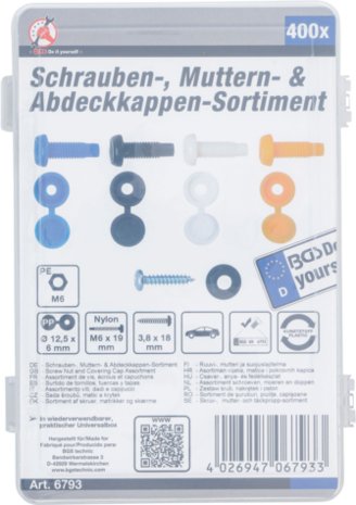 Assortiment schroeven, moeren en doppen 400-dlg