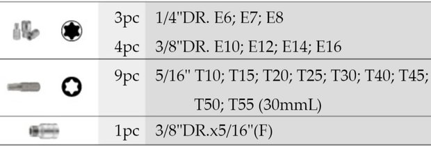 Bit set Torx 17 delig