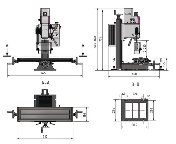 Boorfreesmachine 480x175x210 mm