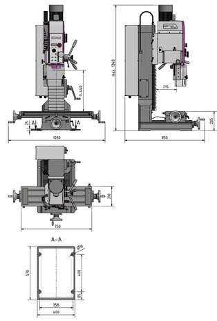 Boorfreesmachine 450x200x460 mm