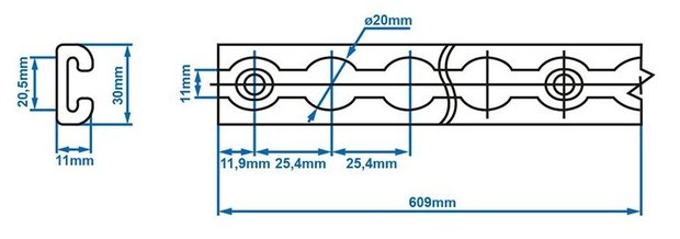 Stud fitting dubbel met bout 3/8"