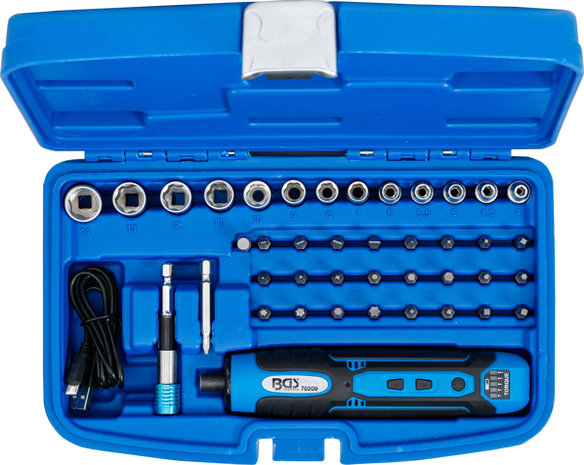 Schroevendraaier met batterijvoeding incl. bit- en dopsleutelset 41-dlg.