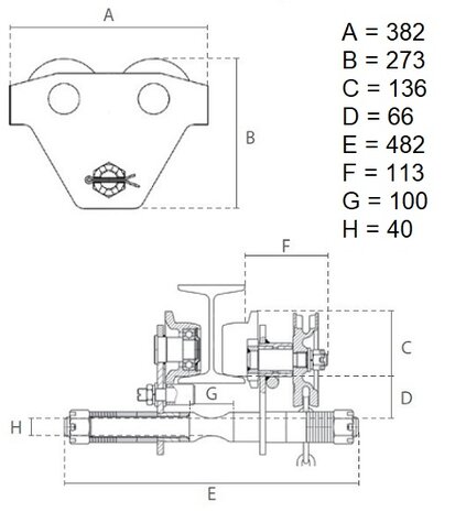 Kettingloopkat 5 ton 2,5 meter bedieningshoogte