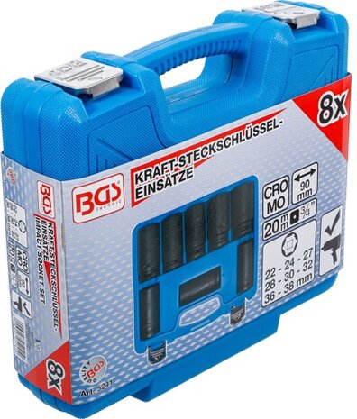Bgs Technic Kracht dopsleutelset extra diep 20 mm (3/4) 22 - 38 mm 8-dlg