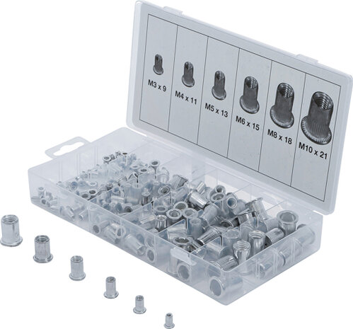 Bgs Technic 150-delige Rivet Nuts assortiment, aluminium