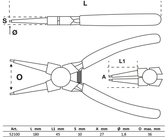 Borgringtangset 175 mm 4-dlg