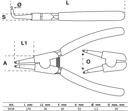 Bgs Technic Borgveertang 90° voor buitenborgringen 165 mm