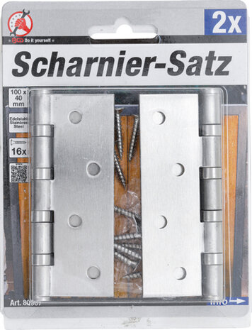 Scharnierset RVS 100 x 40 mm 2-dlg