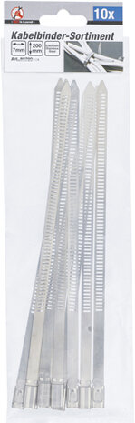 Kabelbinder-assortiment roestvrij 7,0 x 200 mm 10-dlg