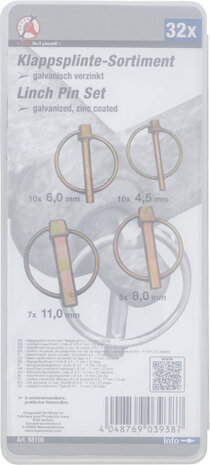 Assortiment ringborgpennen Ø 4,5 - 11 mm 32-dlg