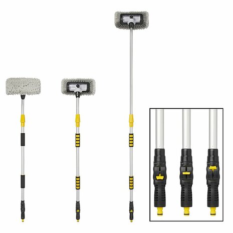 Wasborstel 3D met zeepreservoir telescopische steel 1,90 meter