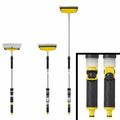 Wasborstel met wisser en zeepdispenser en telescopische steel 92-150 cm