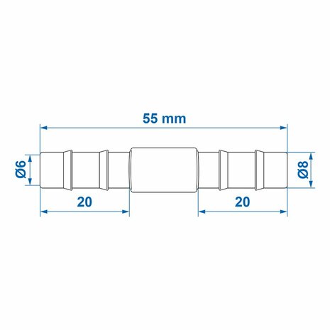 Slangtule recht 8mm per stuk