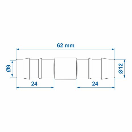 Slangtule recht 12mm per stuk