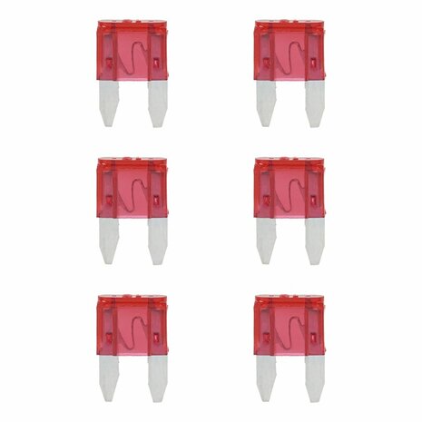 Steekzekeringen mini 10A rood 6 stuks in blister