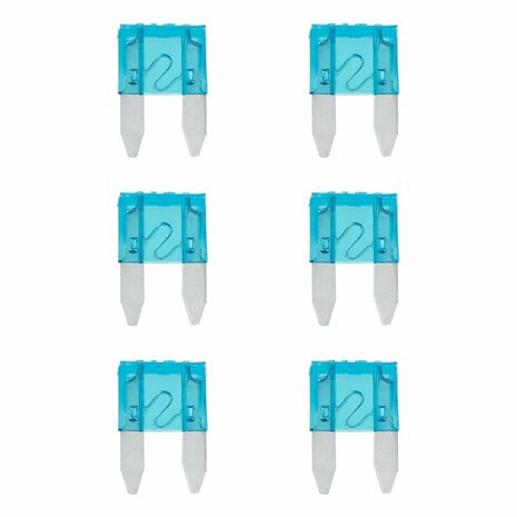 Steekzekeringen mini 15A blauw 6 stuks in blister