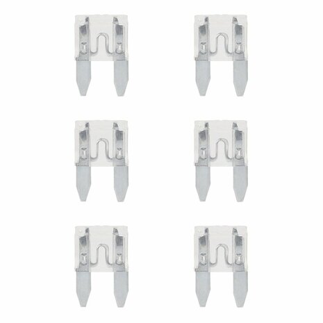Steekzekeringen mini 25A neutraal 6 stuks in blister