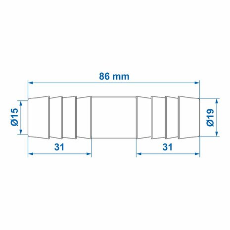 Slangtule recht 19mm per stuk