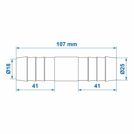 Slangtule recht 25mm per stuk