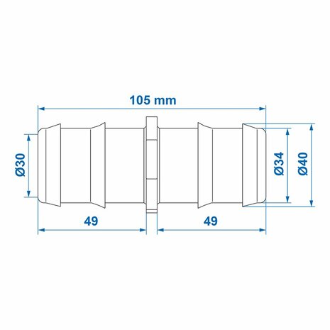 Slangtule recht 40mm per stuk