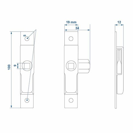 Bakslot klein 100x19mm in blister