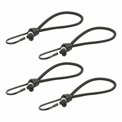 Tentspanner elastisch zwart met haak 4 stuks in blister