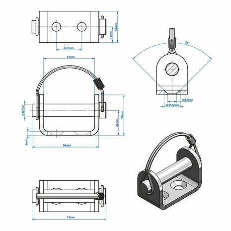 Klepscharnierhouder 12mm SPP UZ-02A V.1