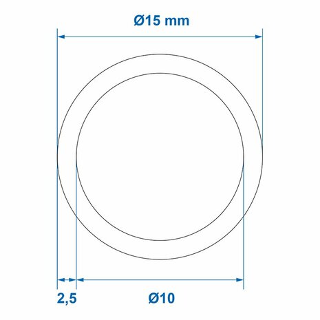 Drinkwaterslang blauw 2,50M  dia 10x15mm