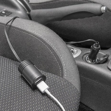 Verlengkabel 1M met USB lader 2-weg type A 12V/24V