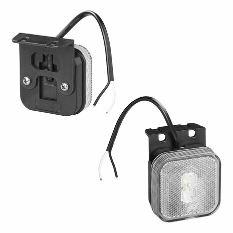 Markeringslamp 12/24V wit 65 x 65 mm LED met houder