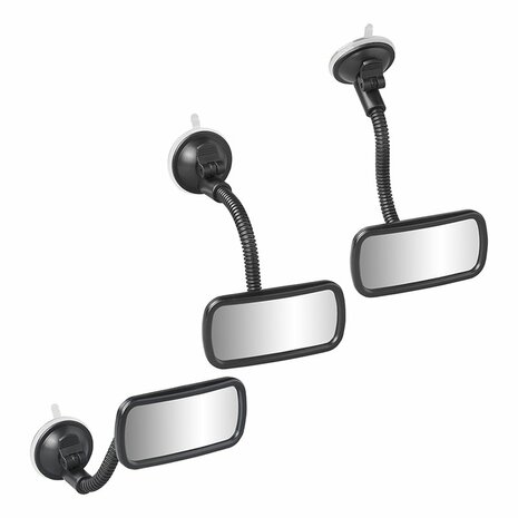 Panorama achteruitkijkspiegel met flexarm 12 cm en zuignap