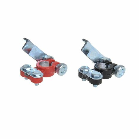 Accupoolklemmen set (+) en (-) met snelsluiting rood/zwart in blister