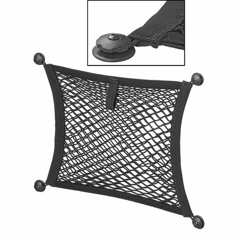 Opbergnet elastisch dubbel 40x34cm met zelfklevende en schroefbevestiging