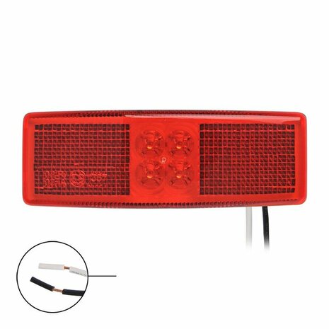 Markeringslamp 12/24V rood 110x40mm LED in blister