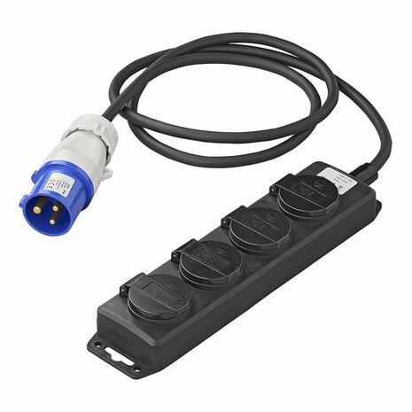 CEE 4-weg Schuko stekkerdoos 1,5M