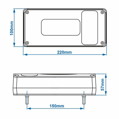 Achterlicht 6 functies 215x100mm links