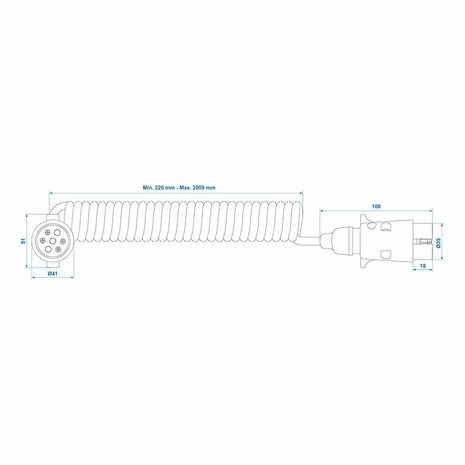Spiraalkabel 3M met 2x stekker 7-polig PVC