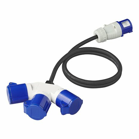 CEE 3-weg splitter 16A 150cm 3x2,5mm²