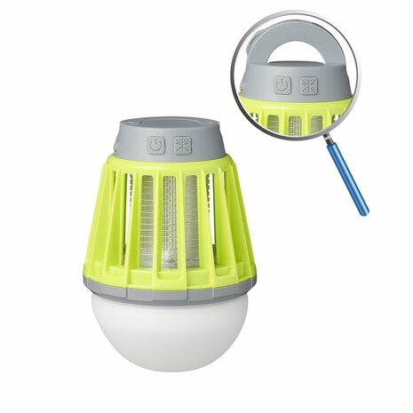 Camping- Insectenlamp 2 in 1 oplaadbaar 8,8 x 12,5 cm