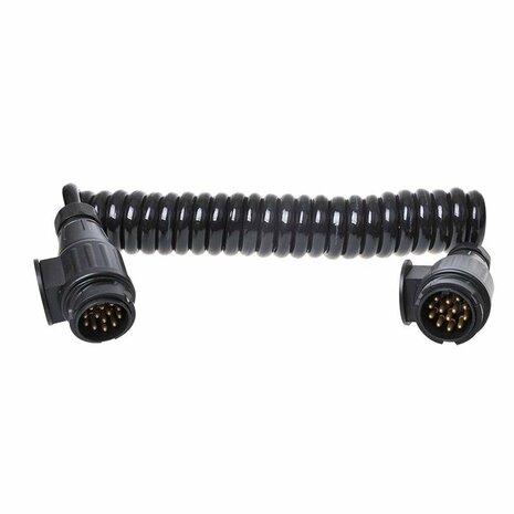 Spiraalkabel 3,5M 8 aderig met 2x stekker 13-polig PVC in blister