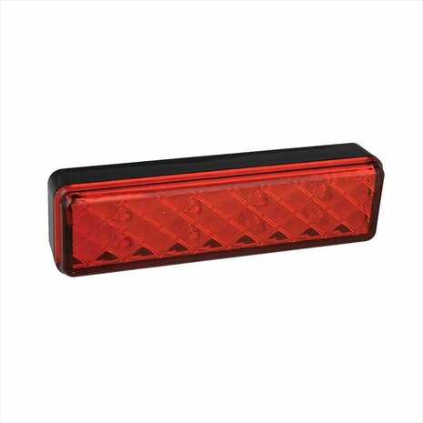 Achterlicht 12/24V 2 functies 135x38mm LED met houder zwart in blister