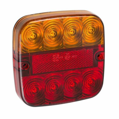 Achterlicht 12V 5 functies 107x107mm 8LED in blister