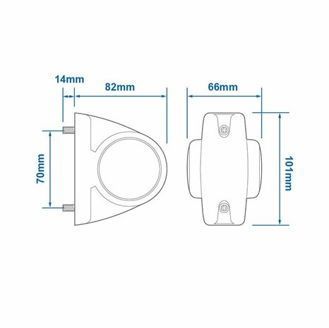 Breedtelicht 12/24V rood/wit 101x82mm LED