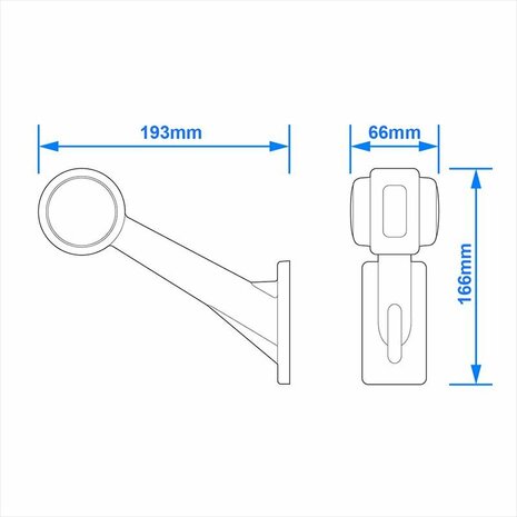 Breedtelicht 12/24V rood/wit 166x193mm LED links