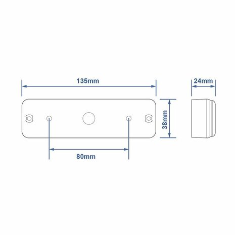 Achterlicht 12/24V 3 functies 135x38mm LED met houder zwart