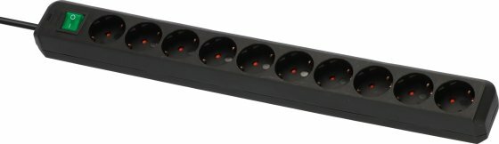 Stekkerdoos met schakelaar 10-voudig zwart 3m h05vv-f 3g1,5