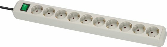 Stekkerdoos met schakelaar 10-voudig lichtgrijs 3m h05vv-f 3g1,5