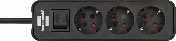 Stekkerdoos 3-voudig zwart 1,5m h05vv-f 3g1,5