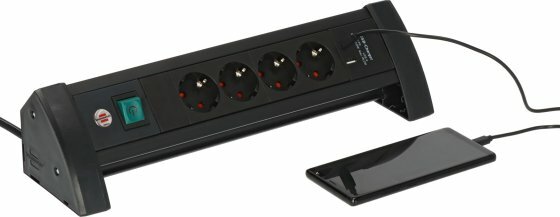 Tekkerdoos 4-voudig zwart met usb c pd 30w en usb a 18w, 1,8 m h05vv-f3g1,5