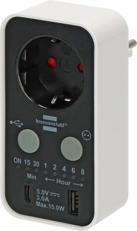 Digitale afteltimer met USB A en USB C wit zwart